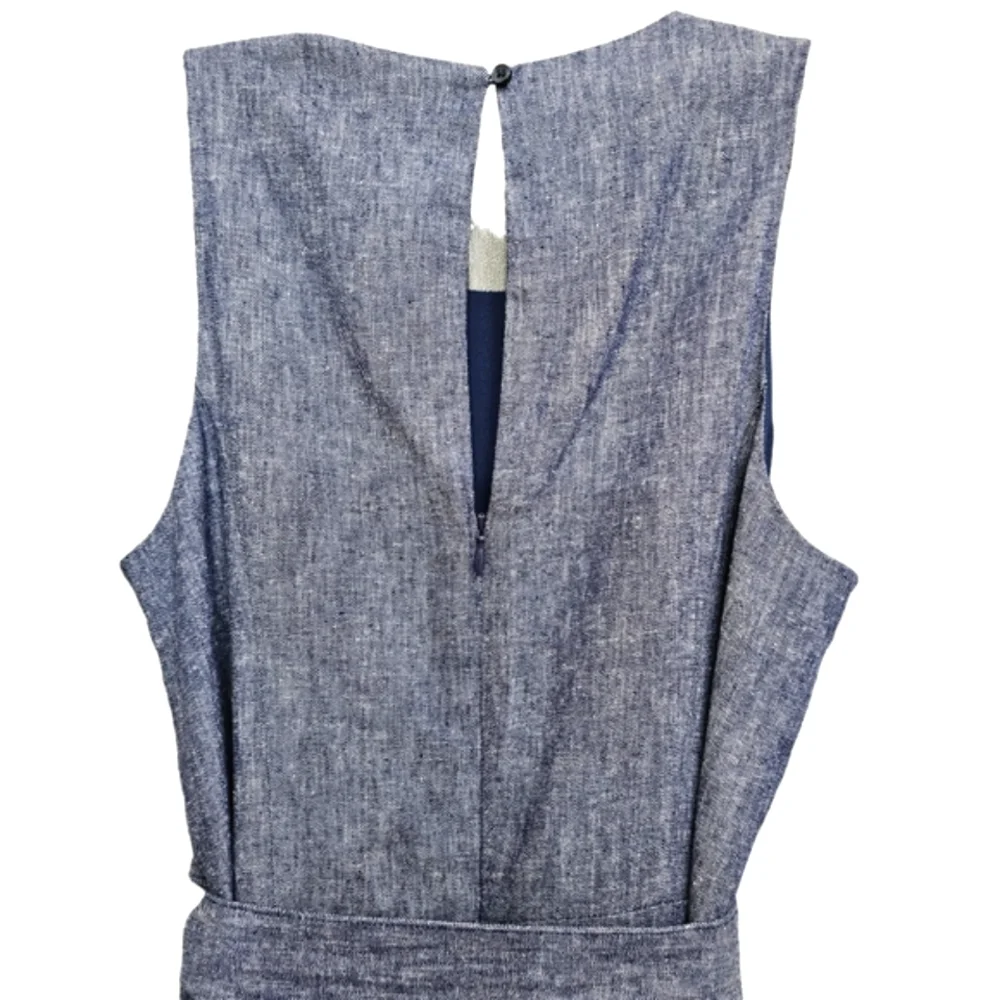 Nwot Banana Republic Blue Chambray Sleeveless Wideleg Midi Jumpsuit